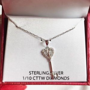 Jewelry - Sterling Silver 1/10 CTTW Diamond Key Necklace Jewelry - Sterling Silver 1/10 CTTW Diamond Key Necklace